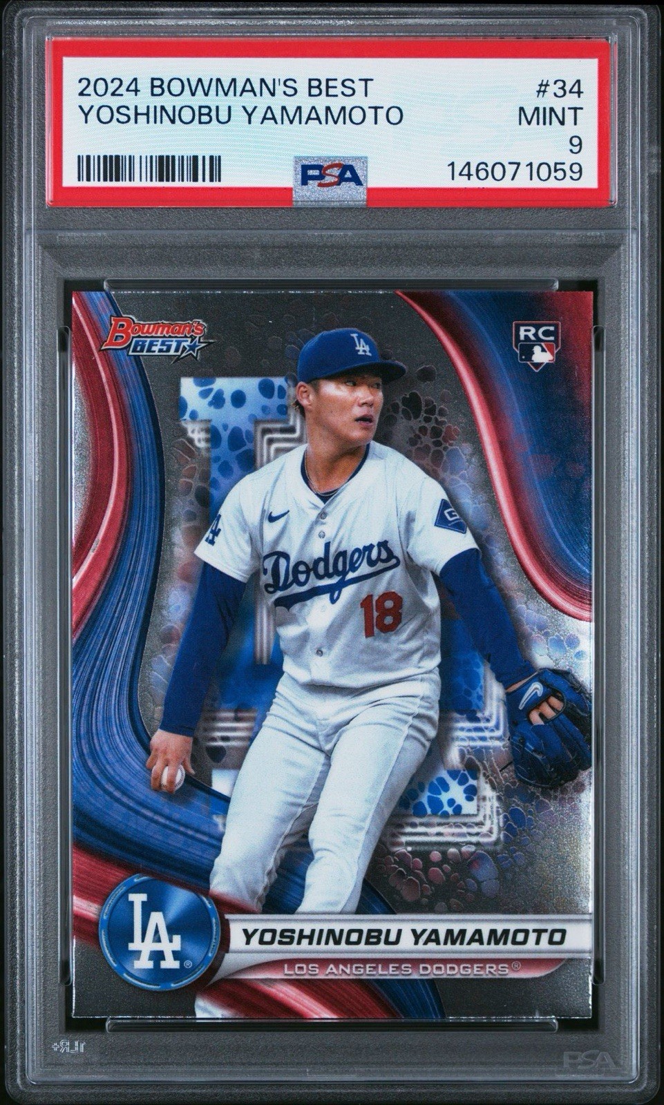 Yoshinobu Yamamoto 2024 Bowmans Best #34 Refractor PSA 9 Dodgers
