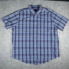 Brooks Brothers Plaid Button Down Shirt Short Sleeve 2XL Non Iron Supima Cotton