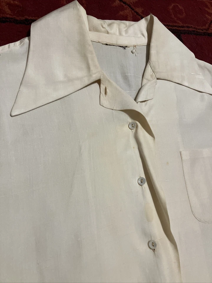 Camisa vintage años 50 estilo seda abotonada mediana EE. UU. Foto 3 de 4
