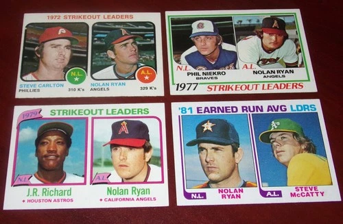Nolan Ryan Topps Baseball Card Lot Strikeout Leaders 1973 1978 1980 1982