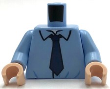 Lego Nueva Camisa Torso Azul Claro Brillante con Cuello Suelto Parte Azul Oscuro Corbata