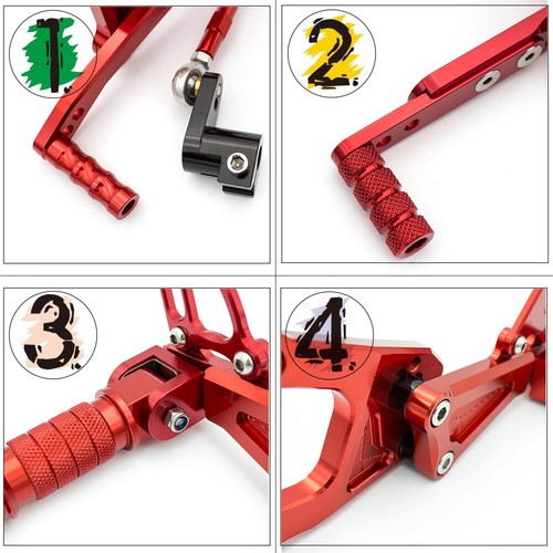 CNC Front Footpeg Footpegs Rearset Pedal Fit s TNT125 135 2016 2017 18-2020 Red - Picture 4 of 12