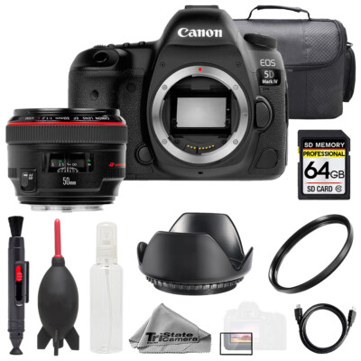 Canon EOS 5D IV + EF 50mm f/1.2L USM Lens +64GB+ UV Filter- Basic Kit