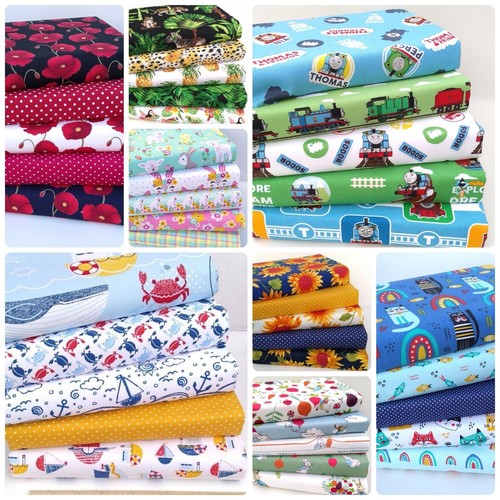 COTTON FABRIC FAT QUARTER BUNDLES CAT BEES FLORAL FLAMINGO LEOPARD NAUTICAL BIRD - Picture 5 of 14