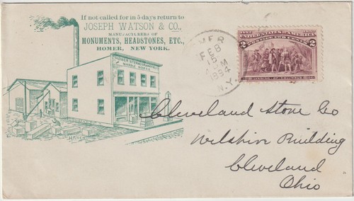 1894 #231 Homer NY Columbian Illust Advt Monumenti Lapidi ecc (c153) - Foto 1 di 2