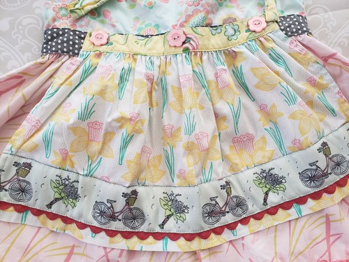 Matilda Jane 6 Girls Knot Apron Top Tunic Bike Path Daffodil Floral Bicycle - Picture 2 of 5