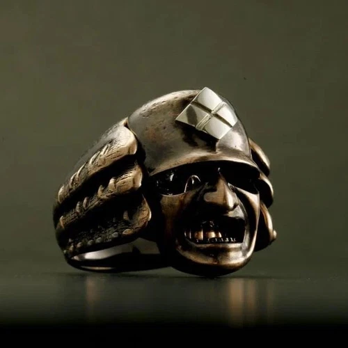 Sterling Silver Samurai Ring – Hidden Skull – Rare Gothic Jewelry