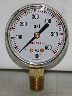 #ad 0 600 PSI 2quot; Dial 1 4quot;NPT Brass Pressure Gauge US Gauge NEW $4.80