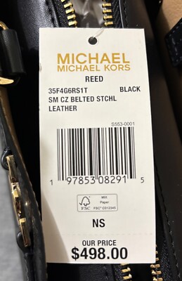 Michael Kors Reed Small Belted Black Pebbled Leather Satchel