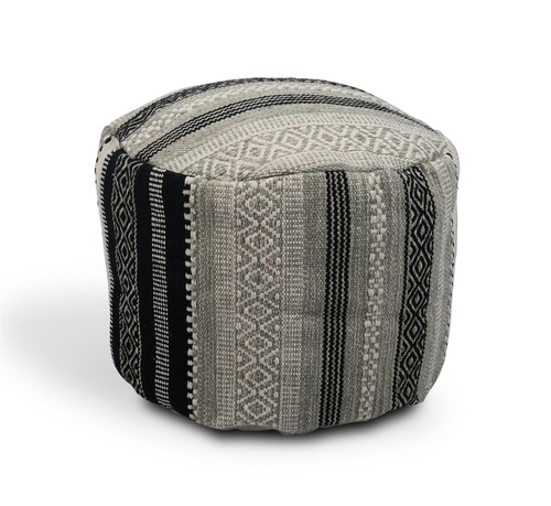 Mint Green Geometric Handwoven 100% Cotton Round Pouffe Seat Bean Bag Footstool - 第 1/6 張圖片