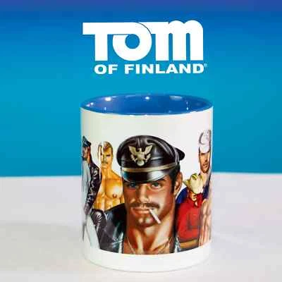 TOM OF FINLAND MUG FEATURING LEATHERMAN POLICEMAN BIKER COP AND SHIRTLESS STUD