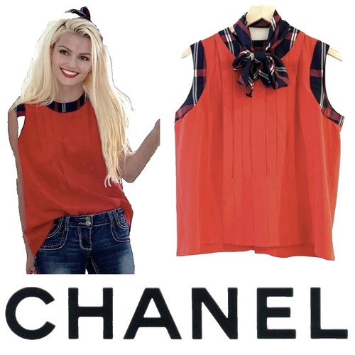 CHANEL Camelia sleeveless tank top #38 silk Navy Used Women | eBay