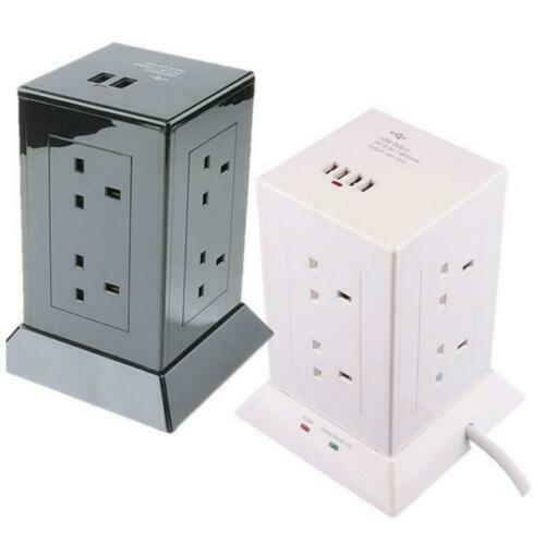 8GANG TOWER SOCKET 13 AMP 1.5 M EXTENSION LEAD SURGE PROTECTED + 4USB PORTS NEW - Picture 1 of 5