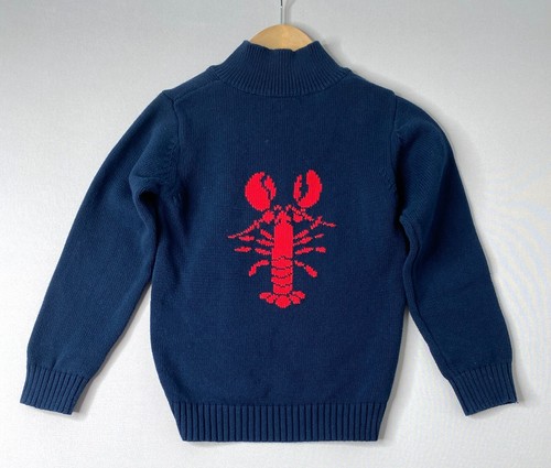 CLASSIC PREP Boys 7 Yrs (~6) Navy Blue Pullover Sweater w/Red Knit Lobster CPC