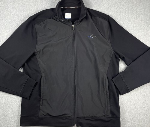 Chaqueta Greg Norman Tasso Elba Para Hombre XL Negra Cremallera Completa Informal Golf Bolsillos Deportiva
