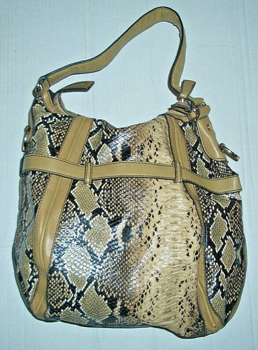GALIAN NEW YORK FAUX LEATHER PYTHON TOTE/SHOULDER BAG w GOLD TONE ACCENTS - Imagen 2 de 7