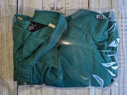 Vintage 70s Woolrich Chamois Mens Button Up Shirt Large Teal Green Rare - Picture 8 of 8