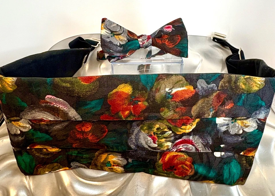 Juego de pajarita y pajarita vintage pura seda Foto 2 de 4