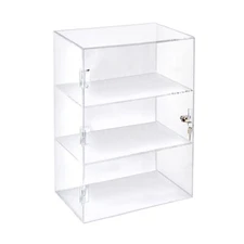 Azar Acrylic Lockbox Countertop Display Case w/ 3 Shelves 12.375" Wide
