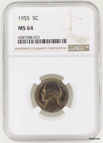 1955 P Jefferson Nickel 5C NGC MS64 Toned