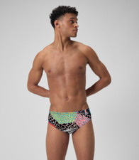 New Speedo Men's Printed One Swim Race Brief Montage Mayhem 34" 800394117
