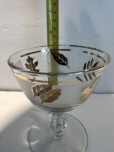 VTG Set of Six Libbey Frosted Golden Foliage Sherbet/Champagne 4-1/4" EXCELLENT - Picture 11 of 11