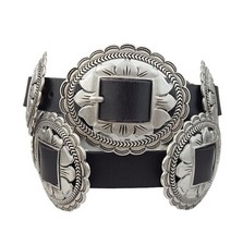 Concho Belt: Fully Packed: Floral Concho Belt in Genuine Cowhide Leather