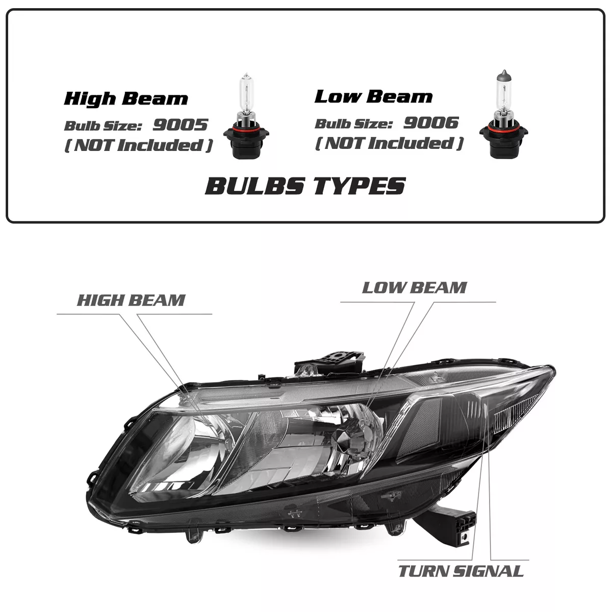 Honda civic headlight replacement deals