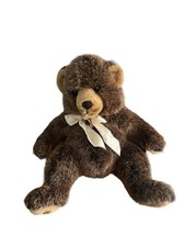 Merrythough Made Shropshire Large Brown Bear Bow Designer Sat Down Plush Teddy