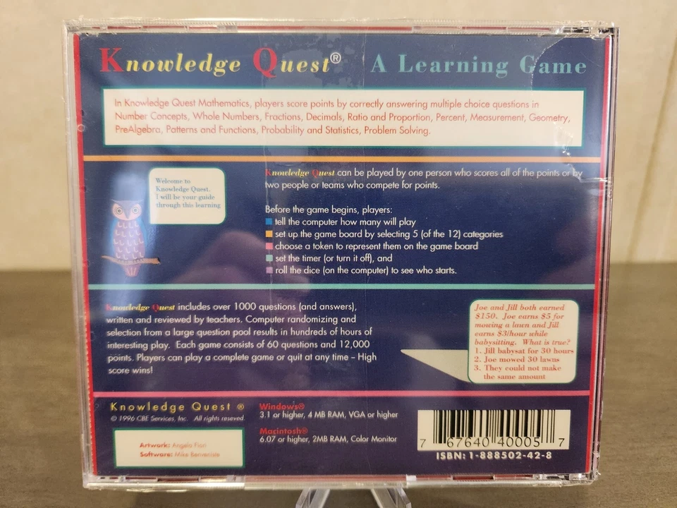 Rare Brand New Sealed Knowledge Quest Mathematics CD-ROM 1996. *See Description* - Image 3 of 4