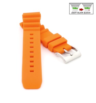 Premium Easy-Klick Silikon Taucher Uhrenarmband Modell Spiro orange 22 mm