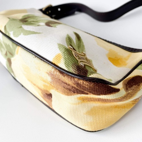 Bolso de Hombro CELINE Raro Acuarela Estampado Floral Algodón Lona - Imagen 10 de 17