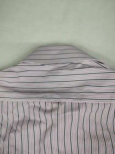 English Laundry Mens Shirt 16 34/35 Purple White Striped Business Embroidered - Picture 8 of 11