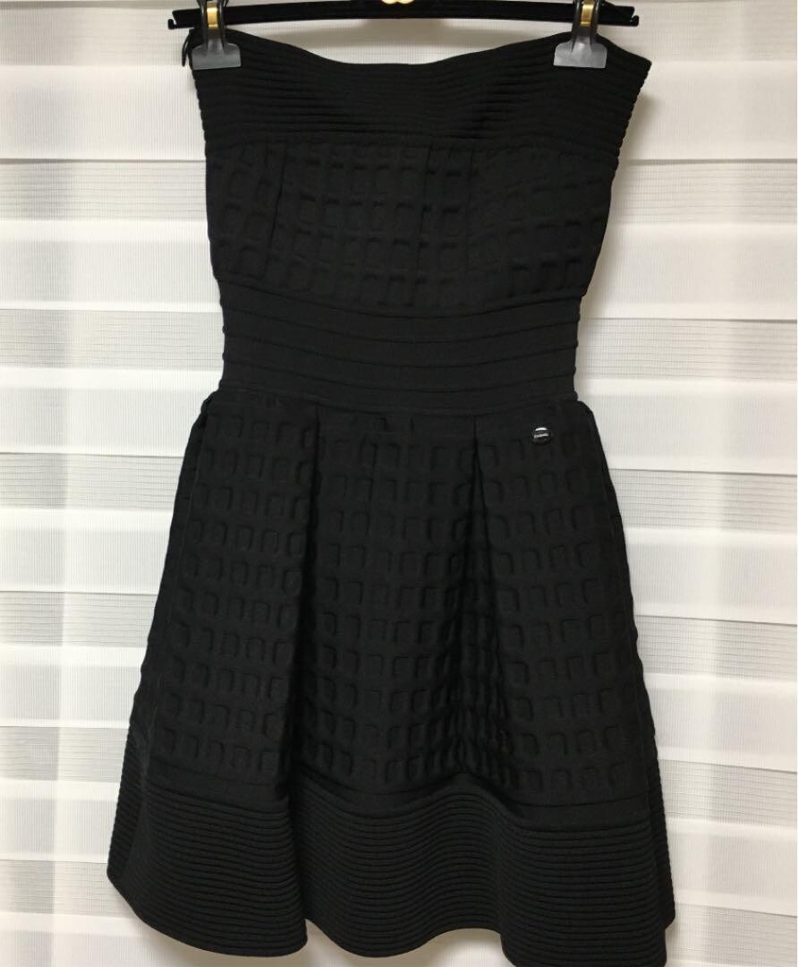 CHANEL Bare Top Mini Short Dress Women Size 36 Logo Plate CHANEL Bare Top Mini Short Dress Women Size 36 Logo Plate