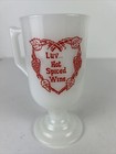 LUV Hot Spiced Wine Original Milk Glass Pedestal Coffee Mug RARE Valentines Day