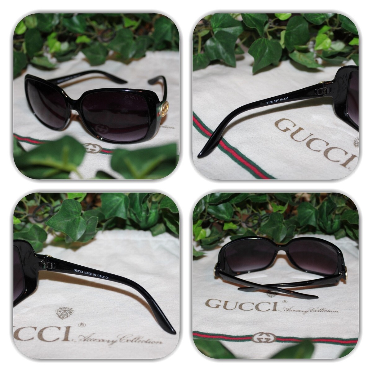 ? CHIC GUCCI GG LOGO GREEN & RED WEB STRIPE BLACK 