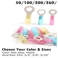 Heat Shrink Ring Terminals Wire Crimp Marine Connector Set Waterproof 4 Sizes