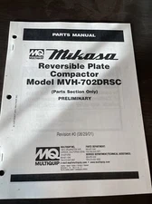 Multiquip Mikasa MVH702DRSC Plate Compactor Parts MQ Catalog List Manual Book