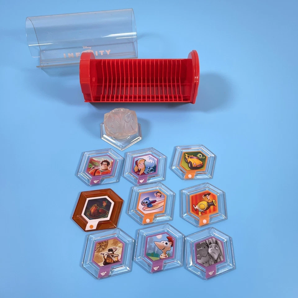 Disney Infinity Power Disco Mixto Lote de 10 con Estuche de Almacenamiento Rojo Portátil Paquete Foto 4 de 4