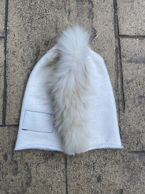 【RONE PARC】Spangle shaggy beanie L.G.B. Le Grande Bleu Racoon Rabbit Fur Mohawk Beanie White