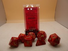 Scarab Scarlet Gold Chessex Mega 7 Die Large 20mm Dice Polyhedral Set