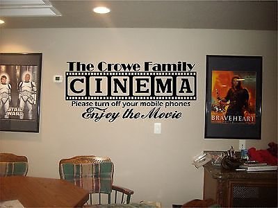 Cinema Theatre Customized Sign Home Theater Vinyl Wall Decor Mural Decal - Home Theater Room Wall Decor