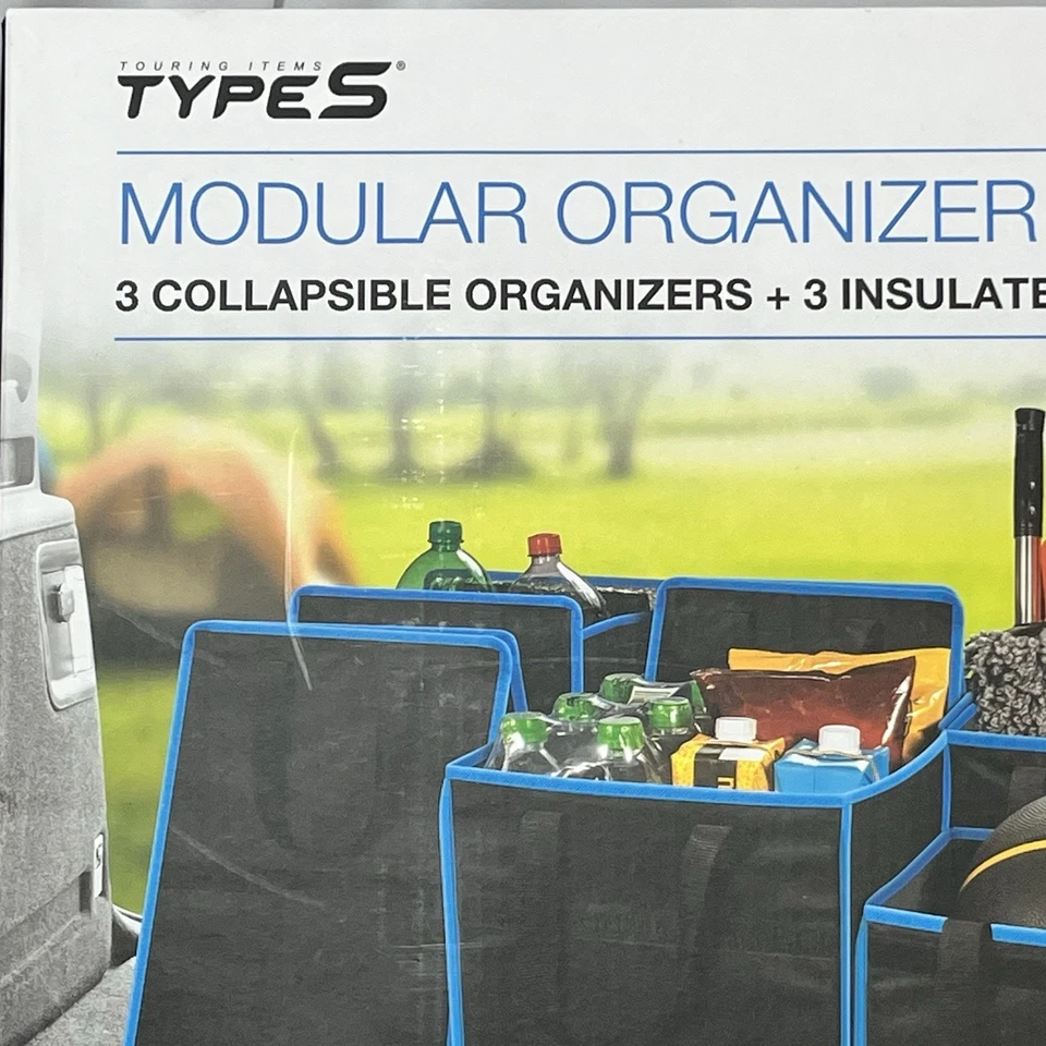 Modular Organizer Set 6 Bags 3 Collapsible 3 Insulated Storage Bags Trunk Travel - Image 4 of 4