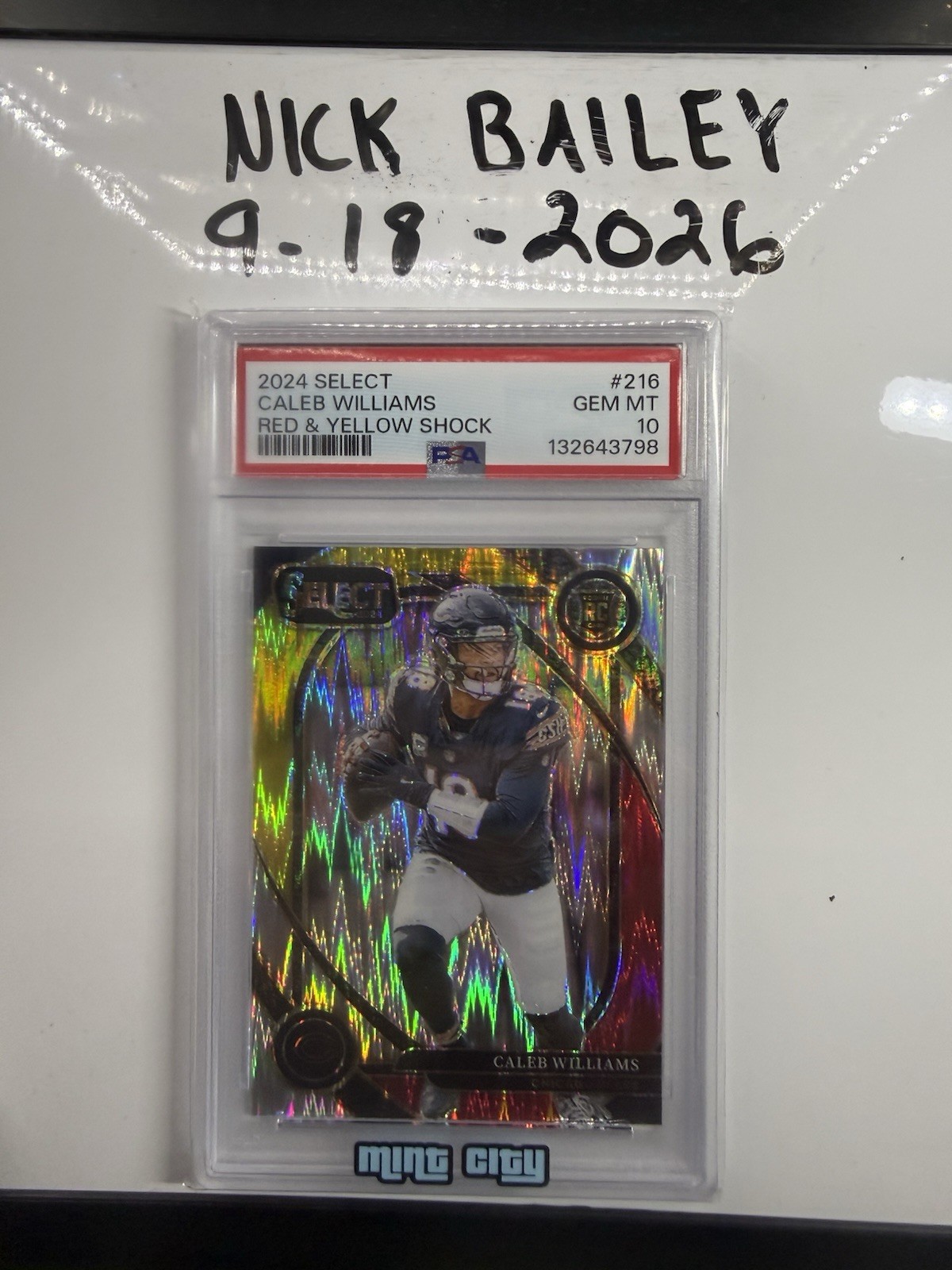 Caleb Williams Panini Select #216 Red/Yellow Shock