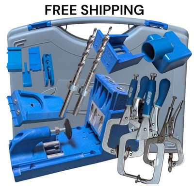 Super Lot KREG Pocket Hole Jig K4 System Kit Plus Extras C-Clamps Case See Photo