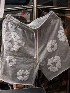 Men's Denim Tears the Cotton Wreath Shorts, Grey, Large 100% Authentic