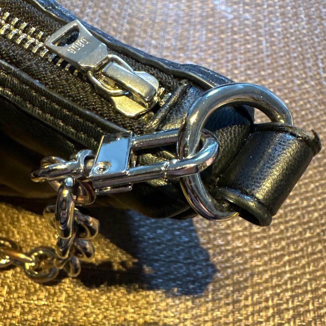 A BATHING APE Black Leather Shoulder Bag Gorilla Embossed Metal Chain 9.1x3.2in thumbnail 12