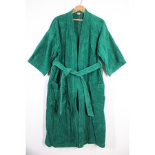 Vtg Bloomingdale's Men's Store Green Robe Bathrobe Terry Cloth Belted Pockets