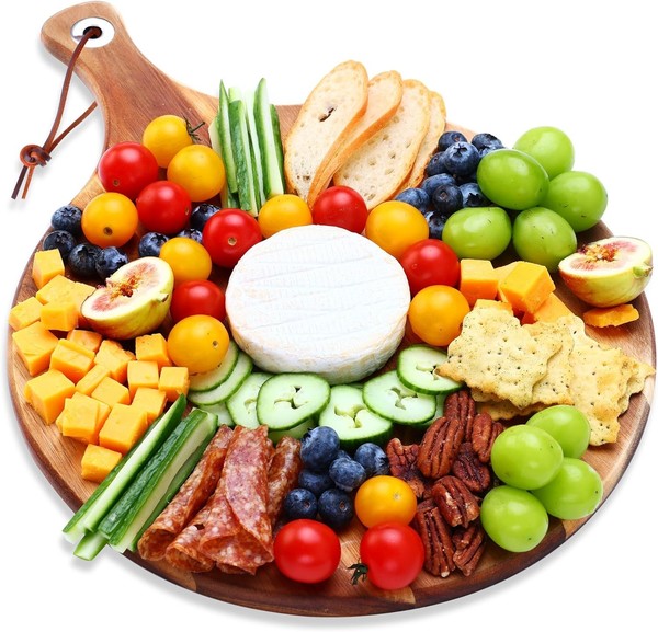 KäSebrett Holz Servierplatte Charcuterie Platte Mit Griff 30,5Cm Geschenk Party-image