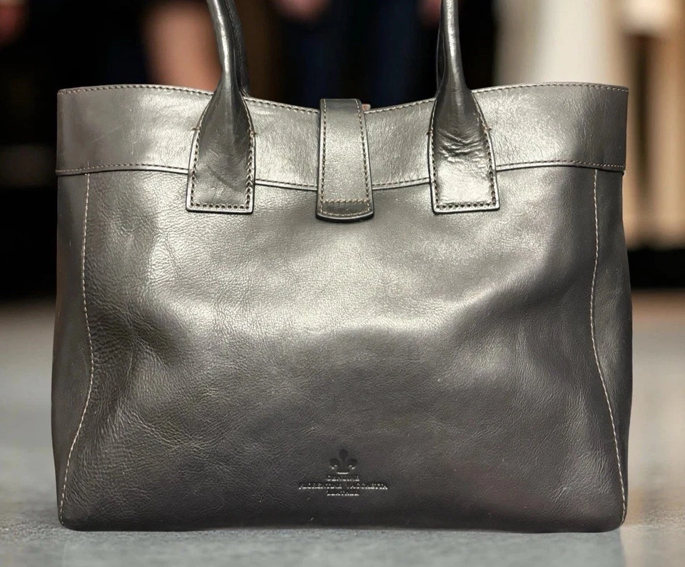 Dooney Bourke All Black Amelie Large Tote Florentine Vacchetta Leather Bag Purse - Image 4 of 4